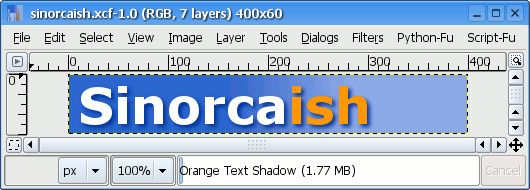 [Screenshot of the orange text shadow]