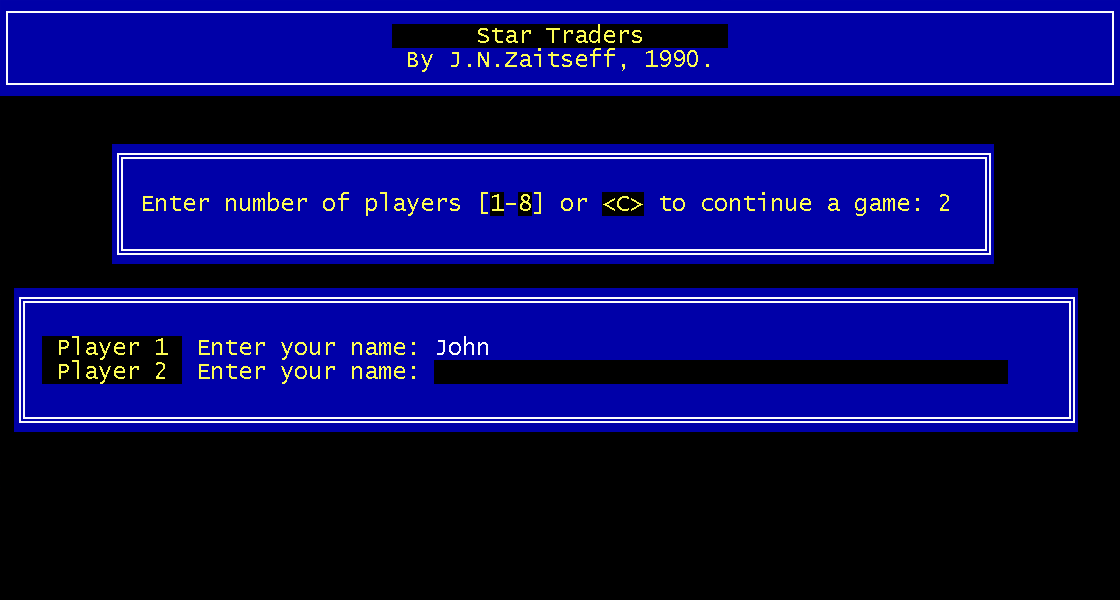 Entering player names under DOS