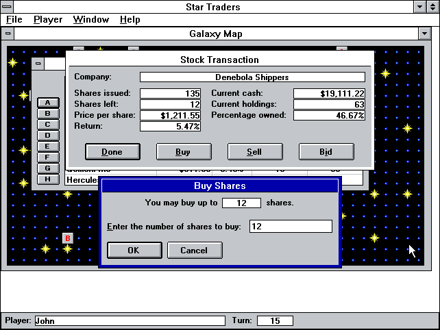 Buying stock in a company under Windows 3.1