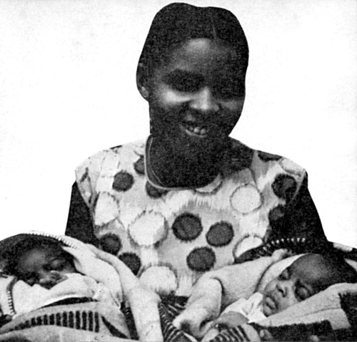 [Bertha Senenge with her twins]